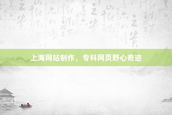 上海网站制作，专科网页野心奇迹